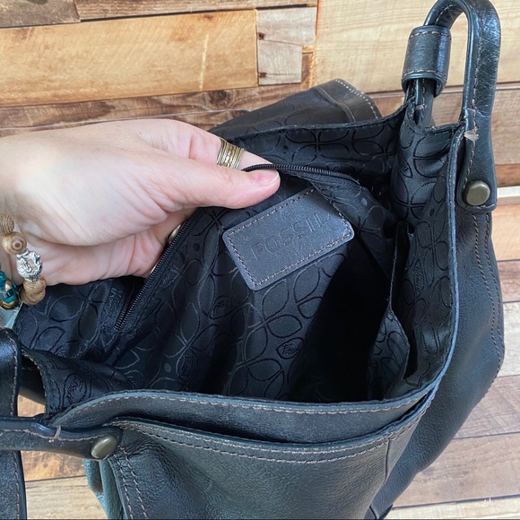 FOSSIL vintage timeless saddle bag in black Patina - Picture 6 of 14